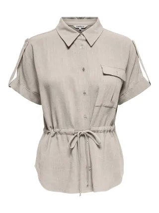 ONLY - ONLSIESTA S/S LINEN BL UTILITY SHIRT PNT Moonbeam - Gr. - L