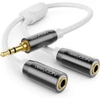 deleyCON deleyCON 0,2m Audio Klinken Y Splitter Kabel - 3,5mm Stecker zu 2x Audio-Kabel