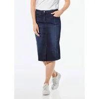 GOLDNER Jeansrock Jeansrock mit Formbund Midirock im 5-Pocket-Design, Gehschlitz, Gürtelschlaufen und Knielänge
