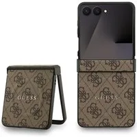 Guess Handyhülle Galaxy Z Flip7 MagSafe Muster Kunstleder braun Logo goldfarben 6,9 Zoll, Kantenschutz