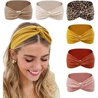 Zaewry Haargummi 6 Stück Boho Stirnbänder, Rutschfest Stirnband,Damen Haargummi, 6-tlg., für kurzes Haar, Yoga, Workout, Laufen, Sport