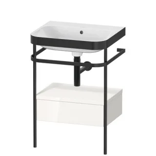 Duravit Happy D.2 Plus c-bonded Set mit Metallkonsole und Schubkasten Weiß Hochglanz 575x490x850 mm  HP4740N2222