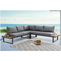 riess-ambiente Sitzgruppe TAMPA LOUNGE 240cm grau/natur - WPC-Bohlen, Aluminium, wetterfest, (Einzelartikel, 1-tlg., 2x Sofaecke, Tisch), Outdoor Lounge inkl. Kissen - ideal für Garten, Balkon oder Terrasse
