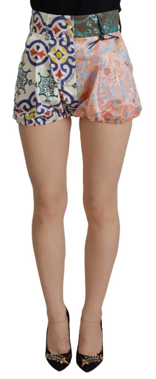 Dolce & Gabbana Mehrfarbige Hohe Taille Hot Pants Damen Shorts