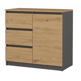 CDF Kommode, Anthrazit, Eiche Artisan, Holzwerkstoff, 80x75x40 cm, Wohnzimmer, Kommoden & Sideboards, Kommoden
