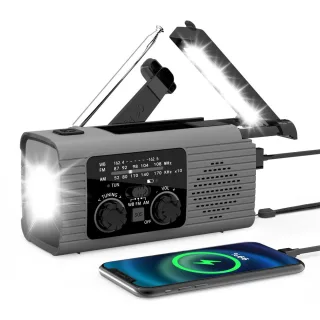 IPRee Hand Crank Emergency Radio Solar Powered Radio with LED Flashlight SOS Alarm Portable Radio for Outdoor Camping an