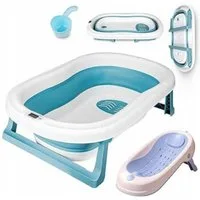 LA CUTE Babybadewanne Faltbare Babybadewanne mit Thermometer und Sitz – kompakt und sicher, (Faltbare Babywanne mit Sitz und Zubehör, ideal für Neugeborene Babys), Faltbare Babywanne mit Thermometer, ergonomischem Sitz und Zubehör