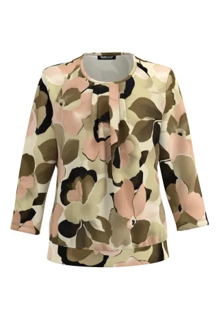 FRANK WALDER - Blusenshirt NOS mit aparter Faltenpartie cashew/marone - Gr. - 44