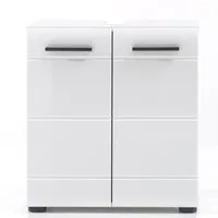 trendteam Waschbeckenunterschrank Badezimmerschrank Unterschrank Badmöbel weiß hochglanz 60x56x31cm