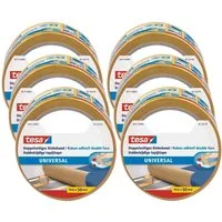 tesa Doppelklebeband UNIVERSAL Doppelseitiges Klebeband (Set, 6-St., 6x tesa® doppelseitige Klebeband universal) Gewebeklebeband / Verlegeband für Teppiche & Basteln - 10 m : 50 mm