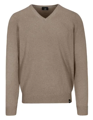 COMMANDER Finest Clothing - V-Pullover 1/1 Arm, uni taupe mel. - Gr. - S