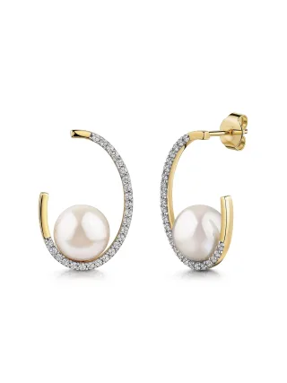 Fascination by Ellen K. Ohrstecker 585/- Gelbgold bicolor Weißtopas und Perle
