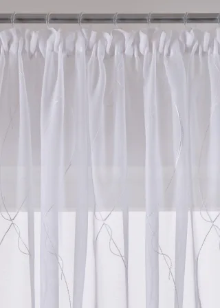 bonprix Gardinen Store mit Stickerei mit recyceltem Polyester, weiß, Gr.225x300 cm, Farbige Stickerei auf weißem Voile