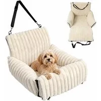 relaxdays Hunde-Autositz Weicher Hundeautositz für kleine Hunde, Kunstkaninchenfell (Polyester), Beige