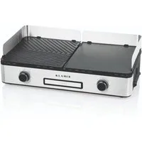 KLAMER Elektrogrill Antihaftbeschichtete und abnehmbare Duo-Platten, separate Temperature…, 2400 W, 2 Grillplatten, Temp.-Regler, Premium Antihaft
