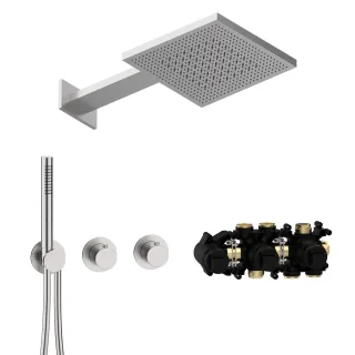 Herzbach MODUL7 Thermostat-Set T-TF2 TWIN FLOW Edelstahl, 70.703721.1.09 70.703721.1.09