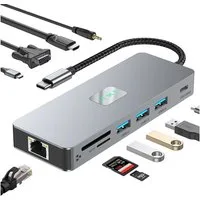 TUWENA Laptop-Dockingstation Docking Station USB C HUB, 11 in 1 Adapter, für MacBook/Laptop/Tablet