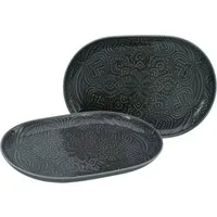 CreaTable Servierplatte Orient Mandala, Porzellan, (Set, 2-tlg), Servierset, je 28x20 cm
