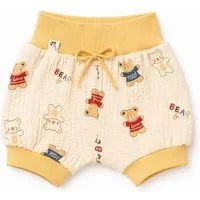 La Bortini Shorts Baby Pumpshorts aus Musselin unisex, neutral mit Bärchenmuster (für Neugeborene) aus Baumwolle, unisex, 44 50 56 62 68 74 80 86 92 98 104