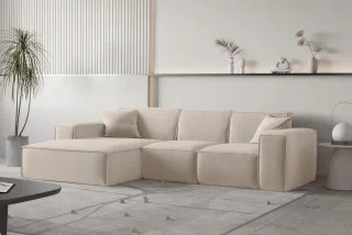Ecksofa Designersofa CELES PREMIUM Stoff Opera Velvet Sand Ottomane Links
