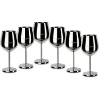 ECHTWERK Weinglas Weinkelch-Set, aus Edelstahl, 6-tlg., Edelstahl, Fassungsvermögen: ca. 500 ml, Innen mattiert und Außen poliert