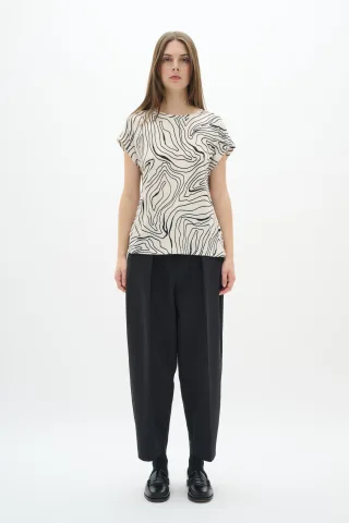 T-shirt Gerade Passform Graphic Stripe white black