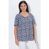 Ulla Popken T-Shirt T-Shirt Erdbeeren Zierfalten A-Linie Rundhals
