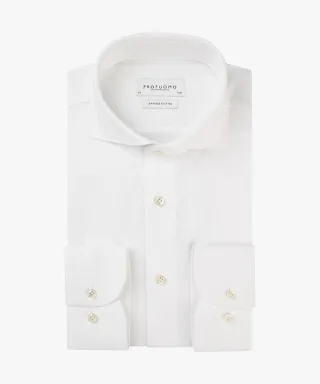 Profuomo - Weißes Japanese Knitted Hemd weiß - Gr. - 44