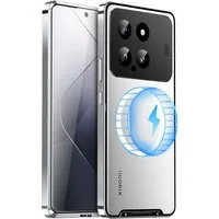 Wigento Handyhülle Für Xiaomi 14 MagSafe Magnetic Frosted Metal Hülle Cover Case Silber
