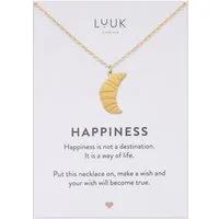 LUUK LIFESTYLE Kette mit Anhänger Croissant, mit HAPPINESS Spruchkarte, cool und trendy