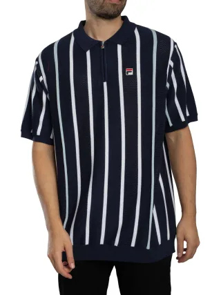 Fila Giorgio Patchwork-Strickpolohemd, Blau