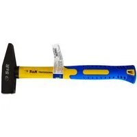 S&R Hammer Schlosserhammer 300 g Kopf, doppelt geschweifter rutschfester Stiel, aus robustem Fiberglas, stoßdämpfend und handschonend