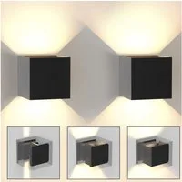 Nettlife Wandleuchte Innen & Aussen LED Wandlampe Schwarz 3000K Metal 1ER 2ER, LED fest integriert, Warmweiß, Schlafzimmer Wohnzimmer Flure 5w