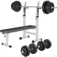 GORILLA SPORTS Hantelbank Hantelbank mit Langhantelset, (14-tlg)