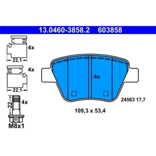 ATE Bremsbel?ge hinten Audi A1 A3 Seat Leon Skoda VW