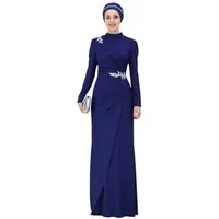 fashionshowcase Maxikleid Damen Abendkleid im Abaya-Stil - Modest Fashion mit Schmuckdetails Langärmlig, Blickdicht, voll Bedeckt