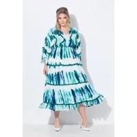 MIAMODA Maxikleid Maxikleid A-Linie Stickereien Batik-Streifen