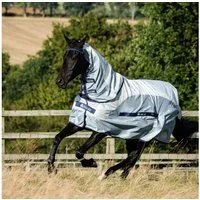 Bucas Pferde-Regendecke Bucas Buzz-Off Rain & Neck - Silver/Blue