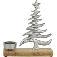 Marrakesch Orient & Mediterran Interior Teelichthalter Weihnachtlicher Teelichthalter Xmas 2 aus Aluminium in Silber 20 cm (1 St), Handarbeit