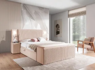Boxspringbett Bett MARTEN 180x220cm Set.3 in Stoff Magic Velvet Hellrosa