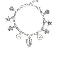 LASCANA Fußkette mit Anhänger, Seestern,Muschel,Schildkröte,Fußketten Set,Fußkettchen mit Anhänger
