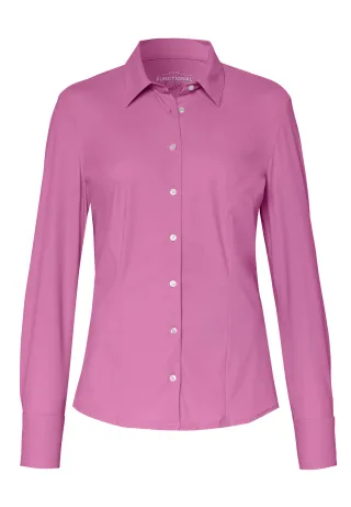 pure - PURE- Functional Bluse slim fit Langarm rosa - Gr. - L