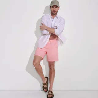 Seersucker-Badeshorts mit Hydroliner, 18 cm, Herren,  Orange, Elasthan/Polyester-Mischung, by Lands' End