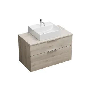 Burgbad Keramik Waschtisch-Set Eqio Eiche Dekor Flanelle/Alpinweiss, SGUP100F2632C0001 SGUP100F2632C0001