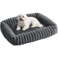 FEANDREA Hundebett orthopädisches Hundekörbchen, flauschige Hundematte, mittelgroßes, waschbar, weiche Polsterung, 71 x 55 x 18 cm