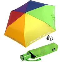 iX-brella Taschenregenschirm für Kinder Safety Reflex mit Auf-Zu-Automatik, kräftige Farben mit reflektierenden Streifen