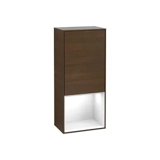 Villeroy und Boch Finion Seitenschrank G540GFGN 41,8cm, links, Emotion, Regal unten Glossy White, Walnut veneer