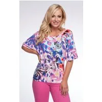 Passioni Print-Shirt mit buntem Leoparden und Blumen print
