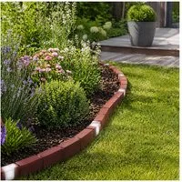 HTI-Living Beetbegrenzung Beeteinfassung 460 cm Ziegelstein mit Beleuchtung, LxH: 23.3x4.5 cm, Set, 20 Module inkl. Solarbeleuchtung, Zierzaun Beetumrandung Beetbegrenzung