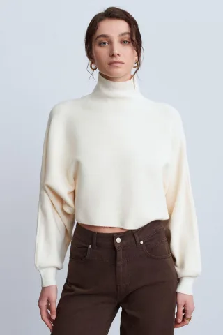 Damen Oversized verkürzter Rollkragenpullover